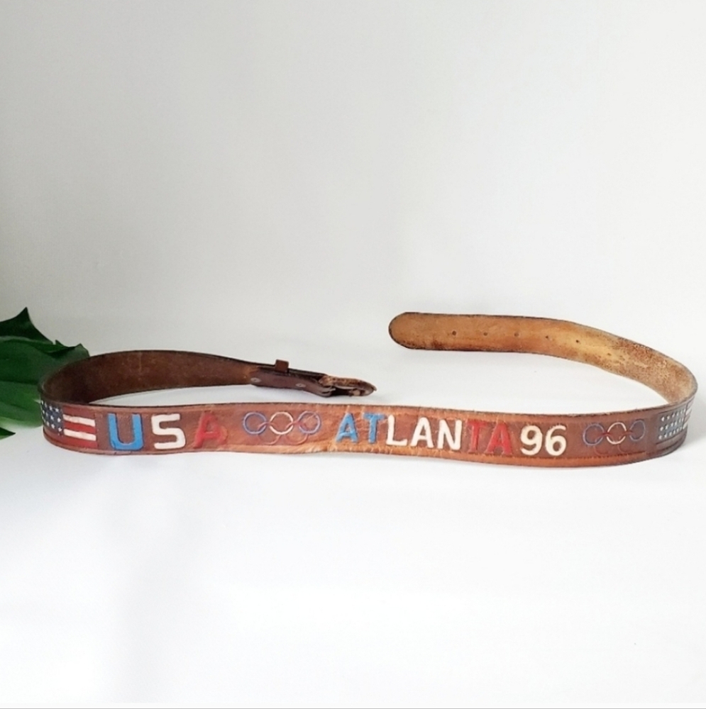Vintage 1996 Atlanta Olympics Leather Socker Belt